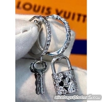 Crafted Louis Vuitton Lockit Hoop Earrings with Padlock and Keys Q96340 Silver 2018