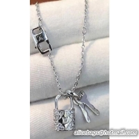 Stylish Louis Vuitton Lockit Necklace with Padlock and Keys Pendant Q93436 Silver 2018