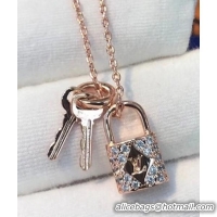 Famous Louis Vuitton Lockit Necklace with Padlock and Keys Pendant Q93436 Gold 2018