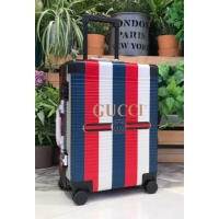 New Style Gucci Sylvie Striped Trim Logo Luggage 122201 Blue 2018