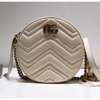 Elegant Gucci GG Marmont Mini Round Shoulder Bag 550154 White 2018