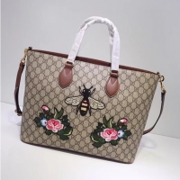 Durable Gucci GG Supreme Tote with Bee Flower Embroidery 453705