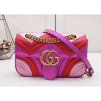 Good Quality Gucci GG Marmont Mini Matelassé Bag 446744 Pink/Red 2019