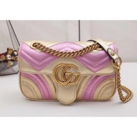 Grade Quality Gucci GG Marmont Mini Matelassé Bag 446744 Pink/Gold 2019