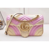 1:1 aaaaa Gucci GG Marmont Small Matelassé Shoulder Bag 443497 Pink/Gold 2019