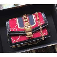 Best Grade Gucci Sylvie Velvet Mini Chain Bag 494646 Red 2018