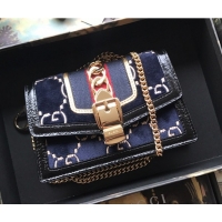 Good Product Gucci Sylvie Velvet Mini Chain Bag 494646 Blue 2019