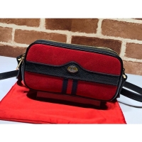 Luxury Cheap Gucci Ophidia Suede Mini Bag 546597 Red 2018