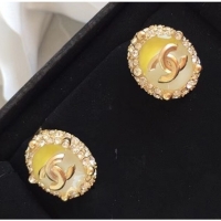 Durable Chanel Resion Oval Stud Clip-on Earrings 121140 Yellow/White/Gold