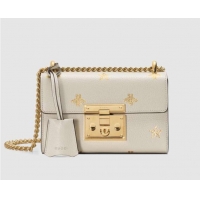 Fashion Luxury Gucci Padlock Bee Star small shoulder bag 432182 White