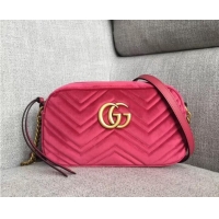 Stylish Gucci GG Marmont velvet small shoulder bag 447632 rose