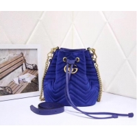 Discount Gucci Ophidia GG bucket bag velvet 525081 Blue