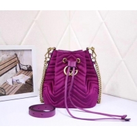 Top Grade Gucci Ophidia GG bucket bag velvet 525081 Fuchsia