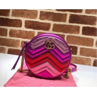 1:1 aaaaa Gucci GG Marmont mini round shoulder bag 550154 Fuchsia&red& pink