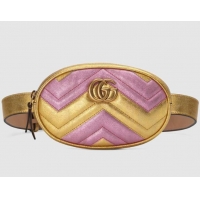 1:1 Gucci GG Marmont matelasse leather belt bag 476434 Pink&gold