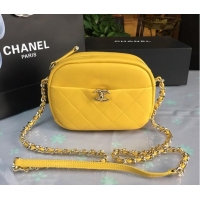 Classic Practical Chanel camera case Lambskin & Gold-Tone Metal AS0137 Yellow