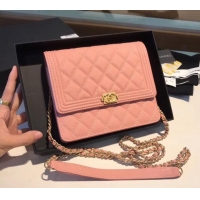 Most Popular Boy chanel clutch with chain A84433 Pink