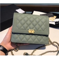 Durable Boy chanel clutch with chain A84433 Green