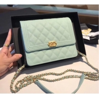 Low Price Boy chanel clutch with chain A84433 Light Green