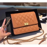 Popular Boy chanel clutch with chain A84433 Brown