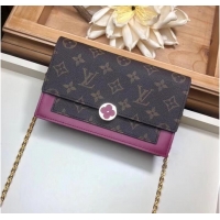 Perfect Louis Vuitton Monogram Canvas FLORE Chain Wallet M67404 Lie De Vin