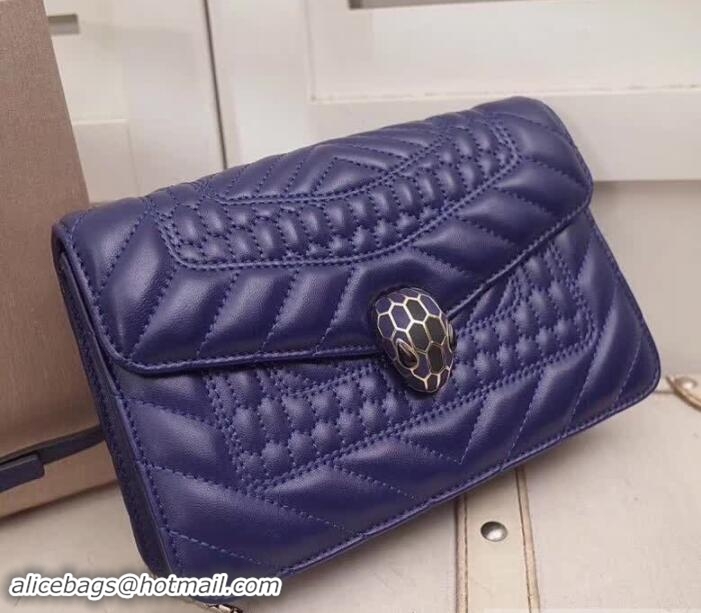 Durable Bvlgari Serpenti Forever Flap Cover Bag with a Quilted Scaglie Motif 286541 Blue