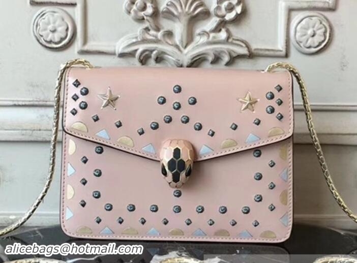 Good Quality Bvlgari Serpenti Forever Star Flap Shoulder Bag 286636 Light Pink