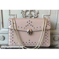 Pretty Style Bvlgari Serpenti Forever 27 Star Flap Shoulder Bag 286640 Light Pink