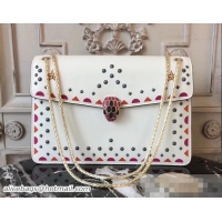 Luxurious Bvlgari Serpenti Forever 27 Star Flap Shoulder Bag 286642 White