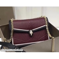 Luxury Bvlgari Serpenti Forever Framed Quilted Shoulder Bag 286628 Burgundy