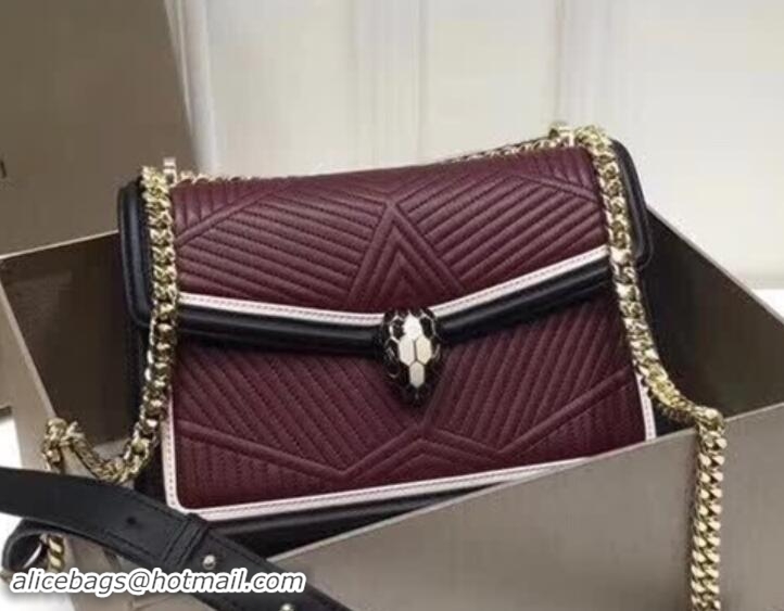 Luxury Bvlgari Serpenti Forever Framed Quilted Shoulder Bag 286628 Burgundy