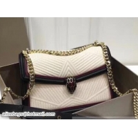 Fashion Bvlgari Serpenti Forever Framed Quilted Shoulder Bag 286627 White