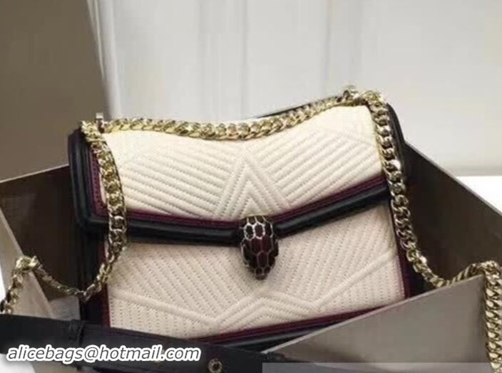 Fashion Bvlgari Serpenti Forever Framed Quilted Shoulder Bag 286627 White