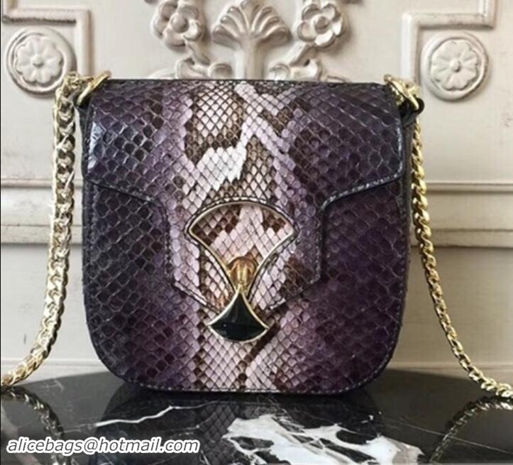 Fashion Luxury Bvlgari Divas' Dream Flap Bag in Python 285756 Purple