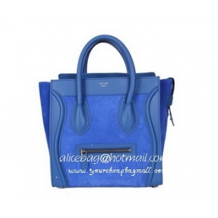 Celine Luggage Mini Shopper Bag Calfskin&Nubuck 16521 88022 RoyalBlue