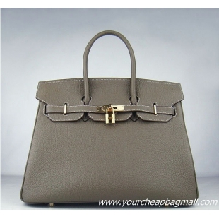 Hermes Birkin 35cm Tendon Veins Leather Bag Khaki Gold Hardware