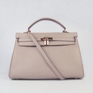 Hermes Kelly 35cm Togo Leather Bag Grey 6308 Gold Hardware