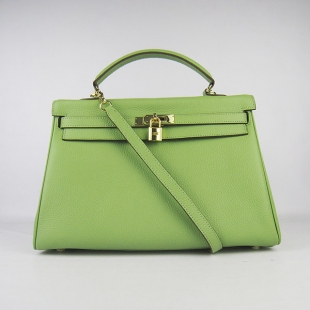 Hermes Kelly 35cm Togo Leather Bag Green 6308 Gold Hardware