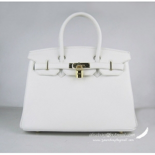 Hermes Birkin 30cm Togo Leather Bag White 6088