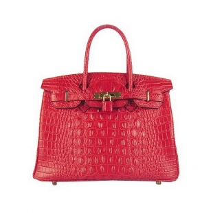 Hermes Birkin 30cm Crocodile Veins Bag Red 6088