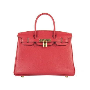 Hermes Birkin 30cm Togo Leather Bag Red 6088 Golden