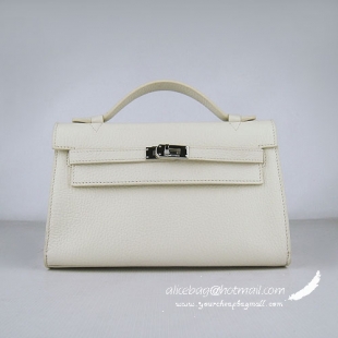 Hermes Kelly 22cm France Leather Handbag Beige H008