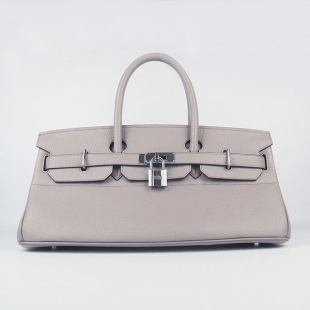 Hermes Birkin 42cm Togo Leather Bag 6109 Grey silver padlock