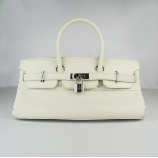 Hermes Birkin 42cm Togo Leather Bag Beige 6109 silver padlock