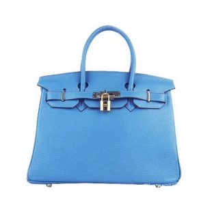 Hermes Birkin 30cm Togo Leather Bag Blue 6088