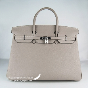 Good Quality Hermes Birkin 40CM Togo Bag 6099 Dark Grey Silver Hardware