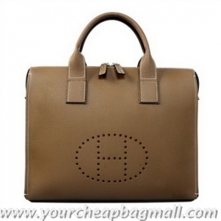 Newly Launched Hermes Mens Briefcase Calf Leather H1289A Khaki