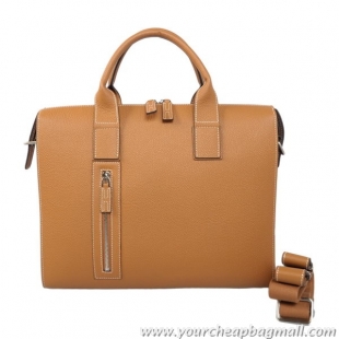 Classic Hermes Mens Briefcase Calf Leather H1705 Camel