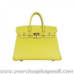 Buy Fashionable Hermes Birkin 35CM Tote Bag Lemon Clemence Leather H6089 Gold