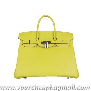 Well Crafted Hermes Birkin 35CM Tote Bag Lemon Clemence Leather H6089 Silver